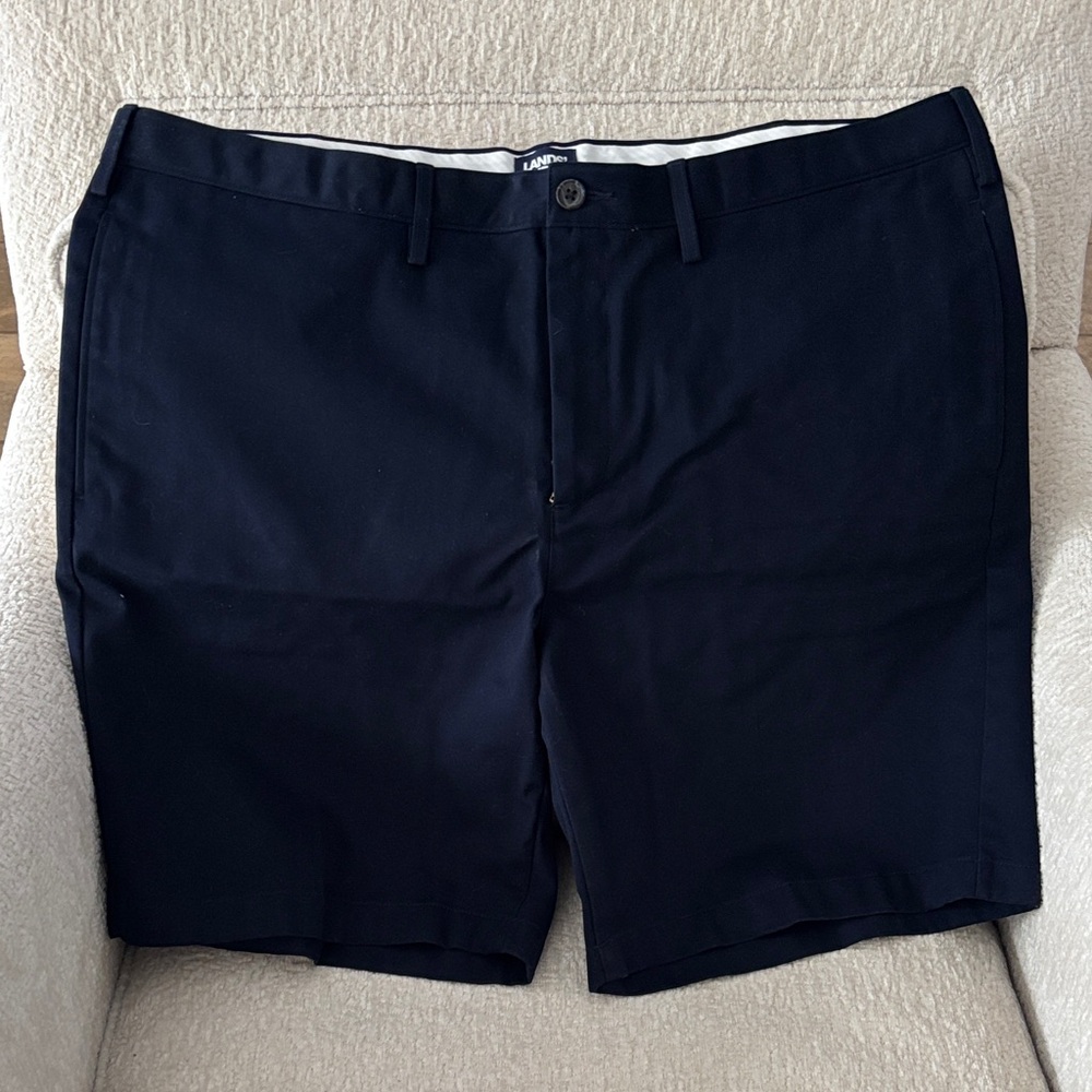 Lands' End Men's Navy Flat Front Shorts